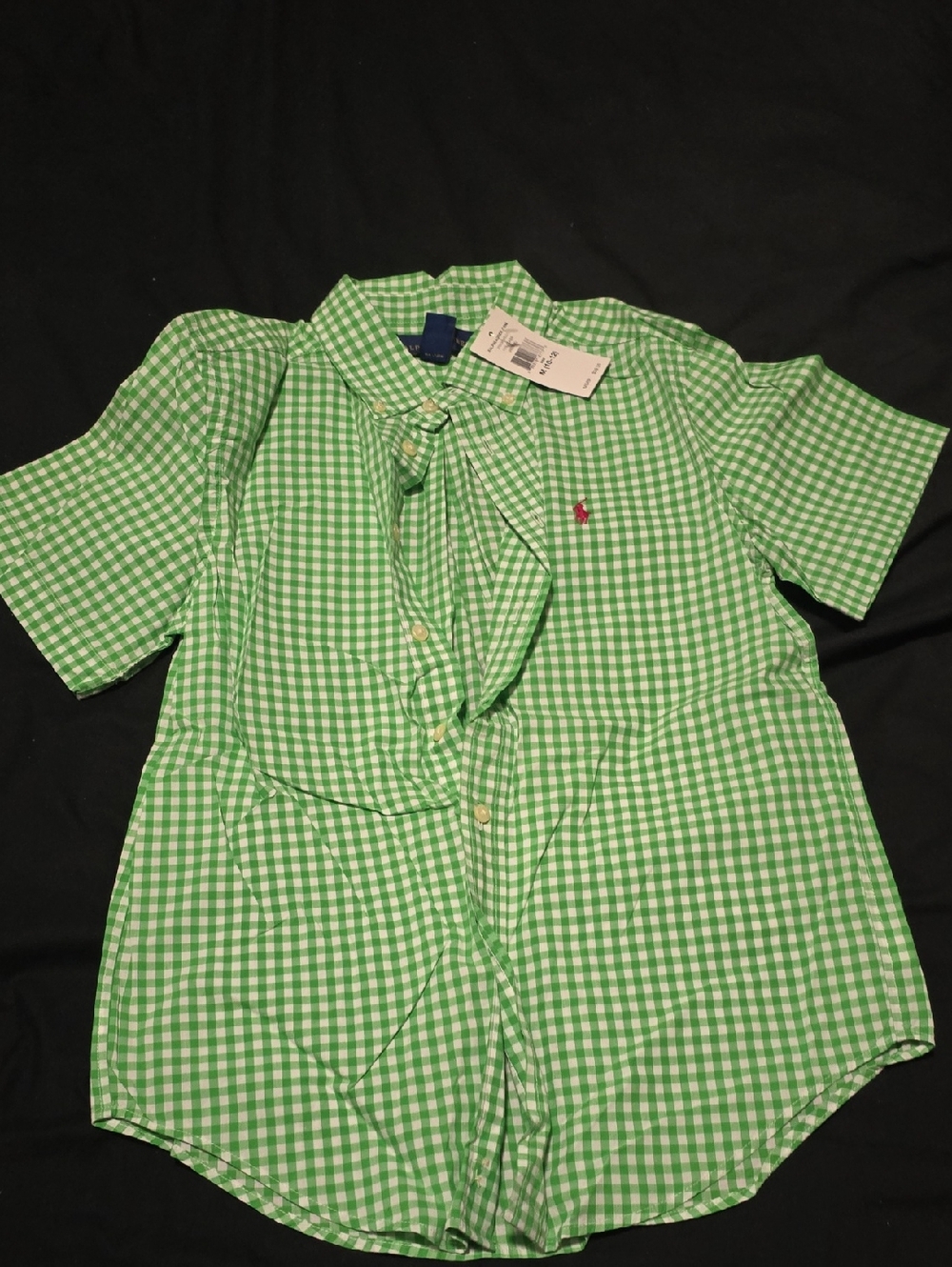 Ralph Lauren Green Gingham Button-Front Shirt for Kids